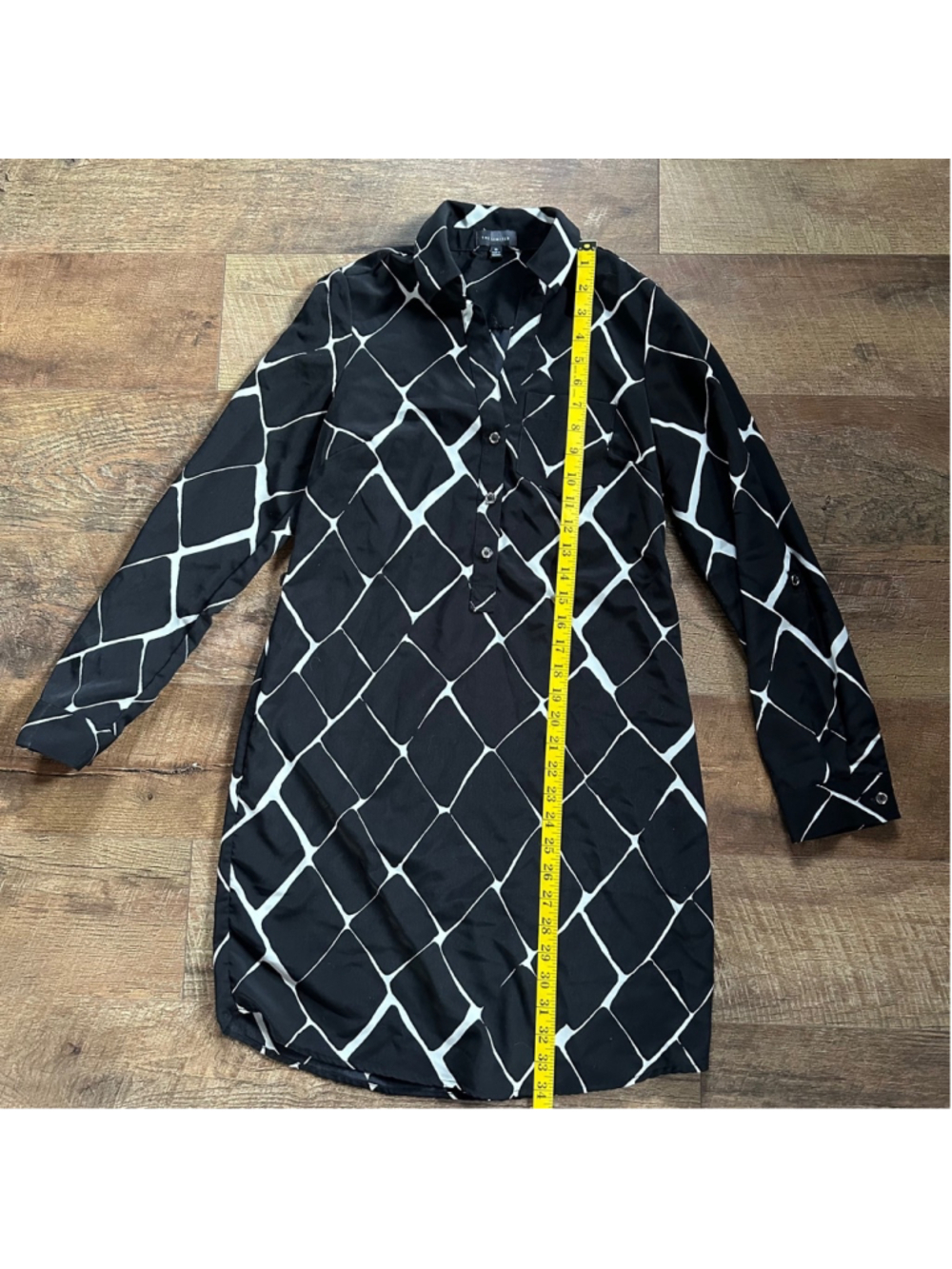 Women's The Limited Dress XS Black White Geometric Print Long Sleeve Summer